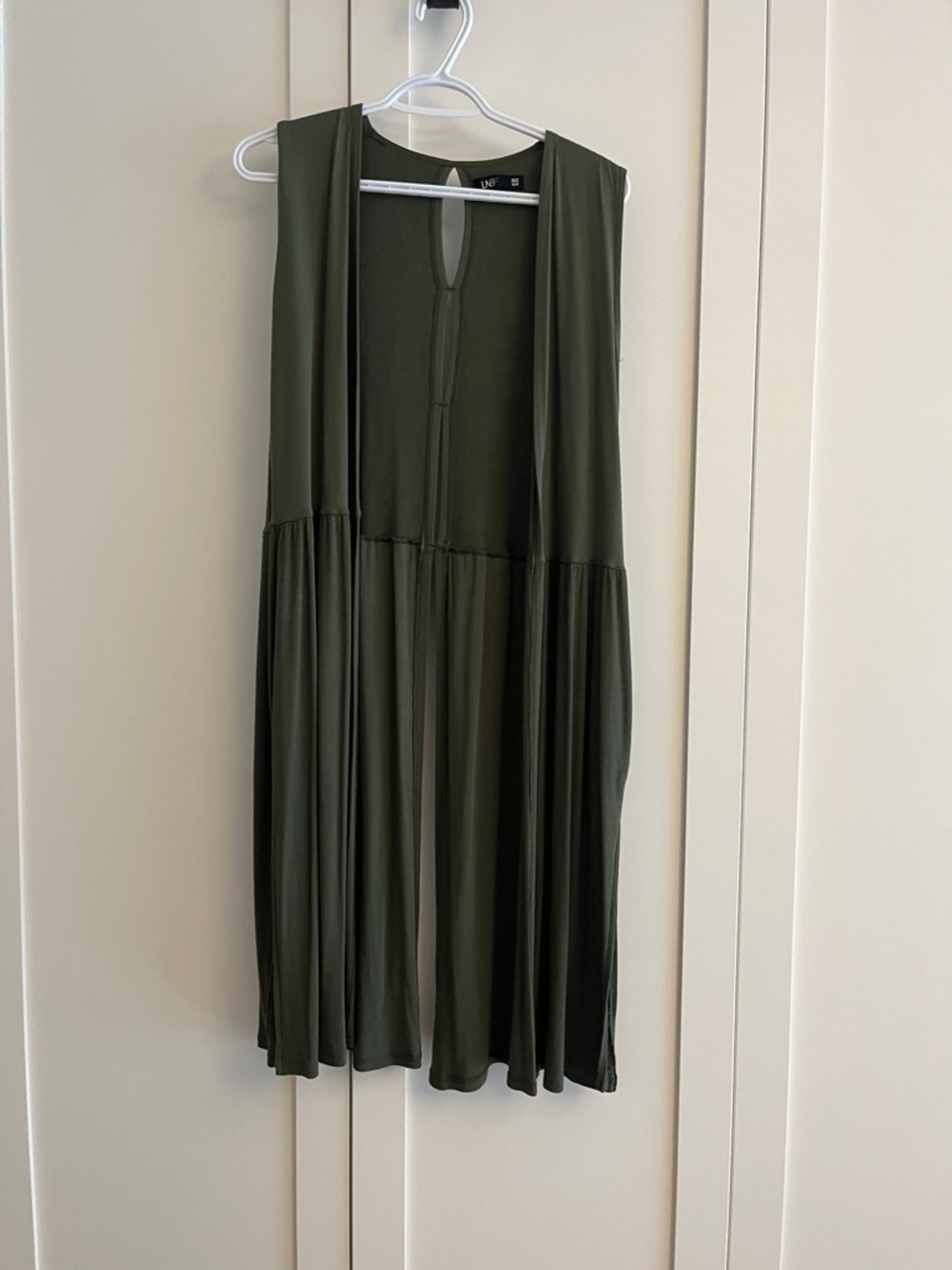 LNBF Sleeveless Flowy Olive Green Duster